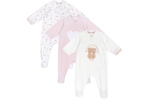 Chicco, Tutine Neonato e Neonata, Set di 3 Tutine in Morbida Ciniglia con Piedino, Idee Regalo Nascita, Abbigliamento Bambino e Bambina 0-24 Mesi, Designed in Italy