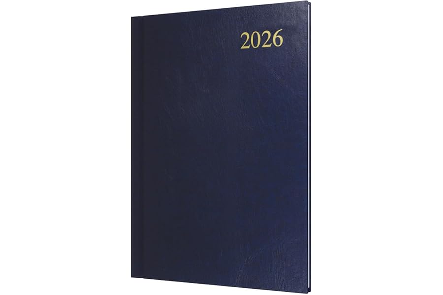 Collins - Essential - 2026 12 Month Calendar Year Planner, Week-To-View Diary, A5 Hard Cover - Dark Blue (ESSA53.65-26)