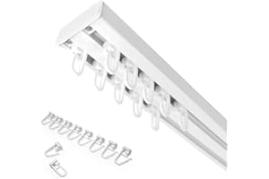 Home-Vision Gardinenschiene Vorhangschiene 2-läufig, 3-läufig oder 4-läufig (Serie X, 2-läufig, 240cm - mit Faltenlegehaken) Aluminium, Inkl. Befestigungsmaterial, für Schiebevorhang