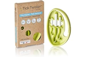 Tick Twister O’Tom Tire Tique pour Humain, Chien, Chat – Pince a Tique x3 avec ClipBox et boîte en Carton Recyclable – Retrait sans Douleur et en Quelques Secondes– Fabriqué en France (Vert)