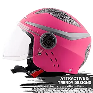 Specially Designed ISI Certified Helmet Fitted Clear Visor and Extra Smoke Visor for Sun Protection for Girls/Womens