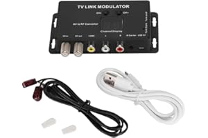 Joyzan UHF-Modulator, UHF-TV-LINK-Modulator, IR-Extender, AV-zu-HF-Konverter, Kanalanzeige mit USB-Ladekabel, Einstellbarer Audio-Video-Ausgangspegel für AV-Quelle