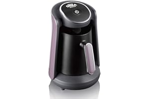 Arzum OKKA Minio OK004-D turecki ekspres do kawy, dzbanek do kawy z systemem ochrony przed przelewem, 1-4 filiżanki (300 ml.) 480 W - czarny/fioletowy (nagradzany design)