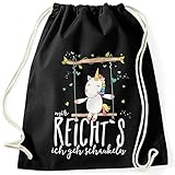 Turnbeutel Einhorn Unicorn Mir reichts ich geh schaukeln Sprüche Spruch Hipster Beutel Tasche Sportbeutel Gymsac Gymbag Moonworks® schwarz unisize