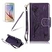 Produktbild Hülle für Galaxy S7 Edge Leder Lila, Girlyard Wallet Cover Mädchen und Katze Muster Design Schutzhülle Tasche PU + TPU Silikon Innere Bumper Flip Case Bookstyle mit Lanyard Strap Standfunktion Kartenfach Magnet Handyhülle für Samsung Galaxy S7 Edge
