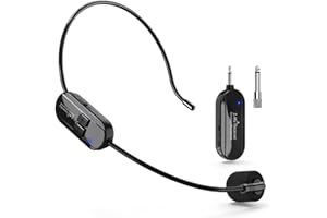 VOVIGGOL Wireless Mikrofon Headset, 2.4G Kabelloses Mikrofon funkmikrofon headset mit 50M Reichweite, Wiederaufladbares Drahtloses Mikrofon Kopfbügelmikrofon für Lautsprecher, Reiseleiter, Fitness Tanzlehrer