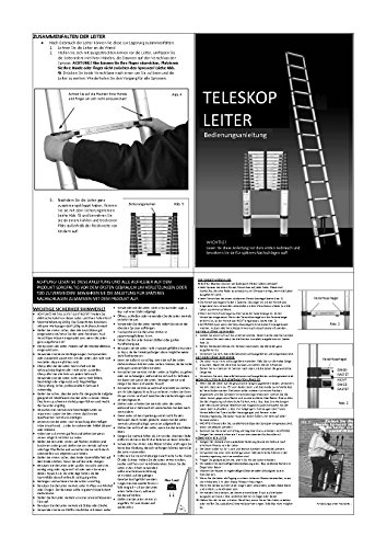 WORHAN® 2.6m TELESKOPLEITER ALULEITER ANLEGELEITER ALULEITER ALU TELESKOP LEITER MULTIFUNKTIONS LEITER 260cm 1K2.6 (……2.6m C-Line) - 7