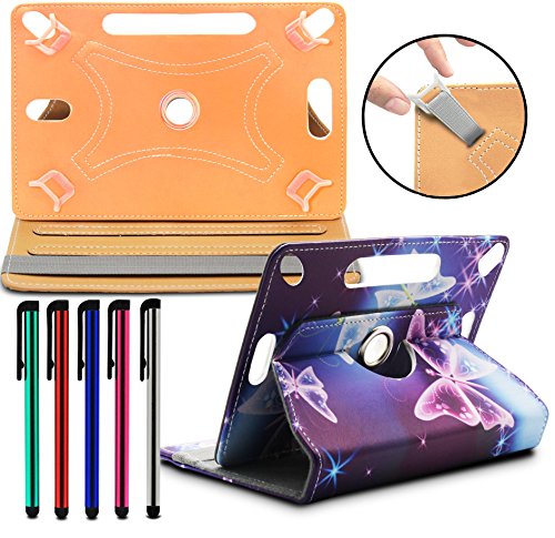 LOLO® ASUS Transformer Pad TF300T 10.1 inch 360 Grad Rotation Universal PU Leder Hülle Abdeckung Ständer Tasche Beutel (Tablet Case - Cover- Folio) - Konstrukteur Elektrischer Schmetterling