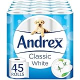 Andrex Classic White Toilet Roll Tissue Paper - 45 Rolls