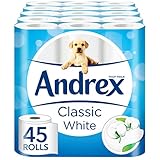 Andrex Classic White Toilet Roll Tissue Paper - 45 Rolls