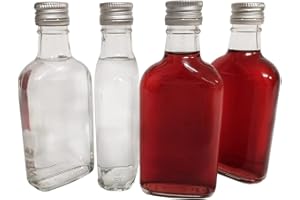DIAH DO IT AT HOME Lot de 10 flacons en verre de 200 ml et bouchons à vis en métal argenté (couvercles à visser) – Pour brassage maison, huile, vinaigre, vin, vodka