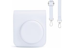 Rieibi Tasche für Mini 12 – PU Leder Tasche für Mini 12 Sofortbildkamera – Abnehmbare Tasche mit verstellbarem Schultergurt – Weiß