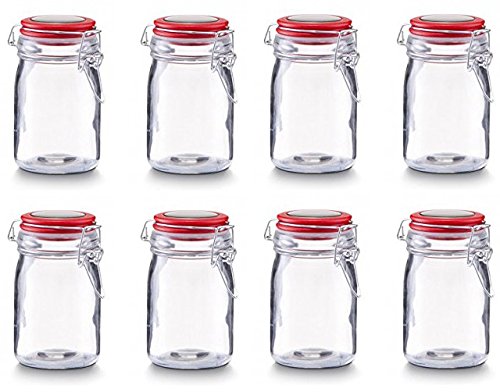 8 Gewürzgläser Zeller Vorratsgläser mit Bügelverschluss in 60 ml / 140 ml / 250 ml | 4 Farben wählbar (250 ml, rot)
