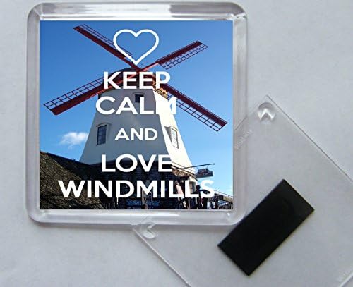 Keep Calm and Love Windmills - Square Acrylic Fridge Magnet
