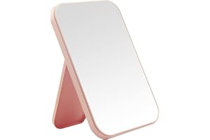 DVHOK 8-Inch Desktop Makeup Mirror, Portable Princess Square Mirror, Table Desk Wall Hanging Dual-Purpose Pink