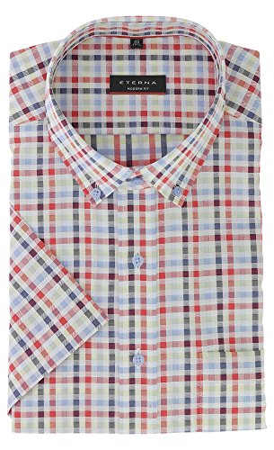 Preisvergleich Produktbild ETERNA Kurzarm Hemd MODERN FIT kariert
