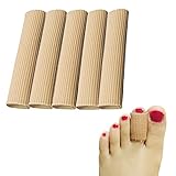DYKOOK Cuttable Toe Tubes (5 Packs) Made of Elastic Fabric Lined with Silicone Gel. Toe Sleeve Protectors Relief Toe Pressure Pain,Corn and Calluses Remover (for Middle toes-10CM)