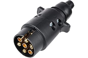 XUEYI Prise Remorque 7 Broches Mâle, Selon ISO 1724, Prise Attelage Remorque 7 Broches Male, 12V Fiche Remorque 7 Broches Etanche, Prise pour Remorque 7 Poles, Prise 7 Broches pour Remorque Voiture