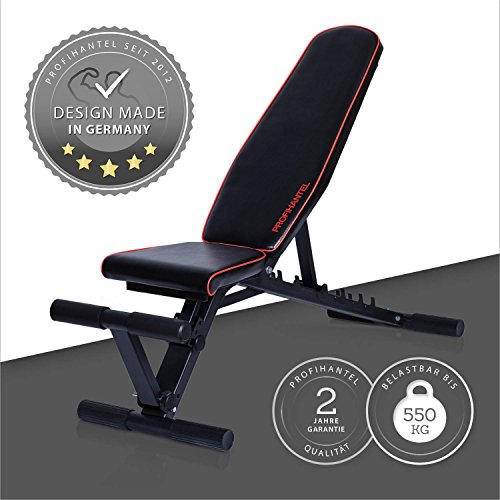 Profihantel Premium-Line Hantelbank, schwarz, Polsterdicke 5cm, verstellbare Sitz- und Rückenlehne - 5