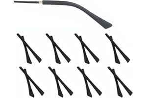 OPUGIT Eyeglass Replacement Temples, Silicone Eyeglass End Tips Ear Sock Pieces Tube Sleeve for Thin Metal Eyeglass Legs, 8 Pairs,Black