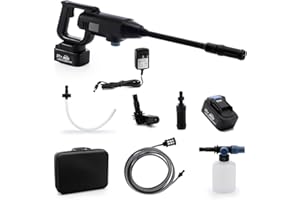 Gtremulent Nettoyeur Haute Pression sans Fil: 580PSI 21V 4.0Ah Pistolet Portable sur Batterie avec Tuyau 5m - 3 Modes Lavage Voiture/Terrasse/Jardin - Kit Complet Laveur Facade (Noir)