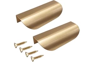 Oneyijun 2 Piezas Tiradores de Gabinete Pomos Cajón Armario Puerta Latón Oro Muebles Cocina Hoja Forma Perillas