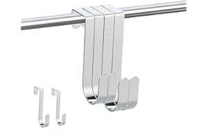 HSYTEK Lot de 4 crochets de suspension polyvalents - Deux modèles de crochets de porte - Crochets de suspension pour armoires, portes et tringles à vêtements - Argenté