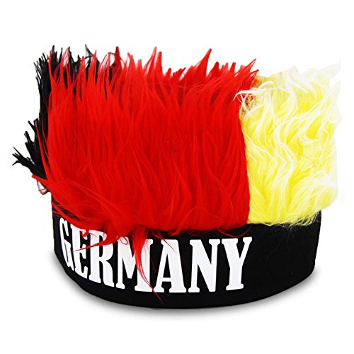 2 x HC-Handel 914184 Mütze mit Haaren Deutschland Stirnband mit flauschigen Plüschhaaren WM EM