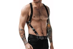 HSQSMWJ Arnés de Hombre Correas Pecho Ajustables Charol Disfraz Chest Muscle Harness Clubwear