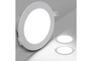 Aigostar Downlight LED Techo Empotrable, 18W Equivalente a Halógena 131W, 2100LM, Luz Blanca Fría 6500K, Ojos de Buey Para Techo Interior, Ф190-200 mm, Pack 2 Focos