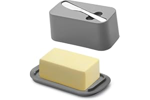 Evanda Burriera con coperchio per piano di lavoro e ripiano della porta del frigorifero con coltello spalmaburro, portaburro, contenitore per vassoio portaburro in plastica