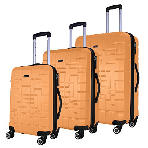 SHAIK Serie XANO Maletas De Viaje Set De 3 Piezas - TSA CASTILLO 45/78/124 Capacidad De Litros Cubierta Dura Y Flexible Equipaje De Mano Con Ruedas 360⁰ De Rotaci&oacute;n (Amarillo, 3 Piezas)
