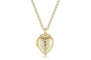 THE BLING KING Womans Gold Heart Locket with Bird and Flowers Luxury Finish and Detailing Gold Heart Locket with Bird and Flower Gold Plated Jewellery Luxury Finish Gold Chains for Women