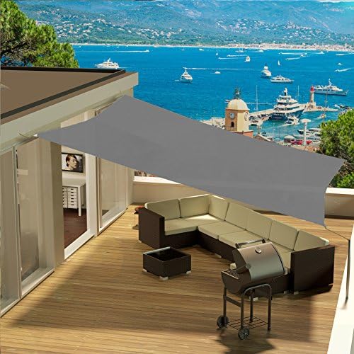 Sun Awning Square Towel Outdoor Sun Protection Sunglasses UV Complete with Ropes for Sailing Anchor Available in Various Colours and Sizes 3.6x3.6 m grey