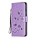 Produktbild Sony Xperia XZ Premium Brieftasche Hülle, Bear Village® Multifunktion Leder Schützthülle, Schmetterling Blumen Muster Hülle mit kartenfächern für Sony Xperia XZ Premium (#2 Violett)