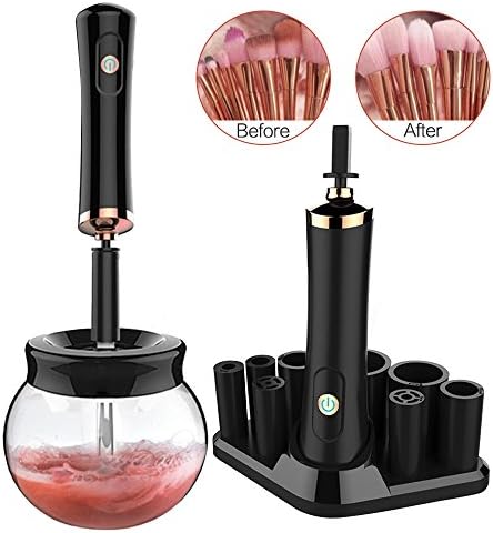 Automatic Makeup Brush Cleaner and Dryer, Electric Make Up Brush Cleaning Kit 360 Degree Rotation with 8 Rubber Holders Cleans And Dries In Seconds, Fit Most Sizes of Makeup Brushes