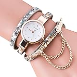 Damen Uhr, OverDose Frauen Art und Weise nette Quarz-Armband-Stoff Analog-Verpackungs-Kristall-Armbanduhr (A)