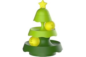 UINOFER Interaktives Katzenspielzeug, Katzenspielzeug Umfassen Katzenminzebälle, Im Dunkeln Leuchtende Glockenpucks Intelligenzspielzeug für Katzen - Green