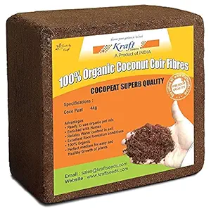 Kraft Seeds Cocopeat Block Agropeat Powder for Hydroponics Plant for Garden- 4kg