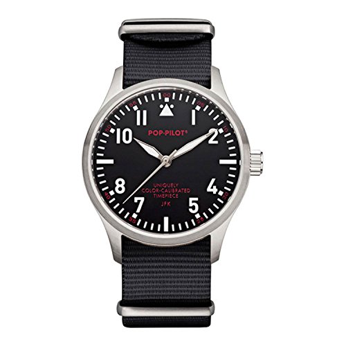 POP-PILOT® JFK - Reloj para Hombres, Correa de Nailon Color Negro