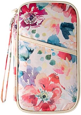Bonnoeuvre Big Printing Passport Cover Wallets Credit Card Holder Cover Key Storage Organizer Travel Boarding Accessories Supplies (Pink Floral)