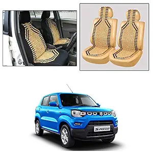 Oshotto Wooden Car Beads Car Wooden Acupressure Bead Seat Cover Compatible with Maruti Suzuki S-Presso - Set of 2