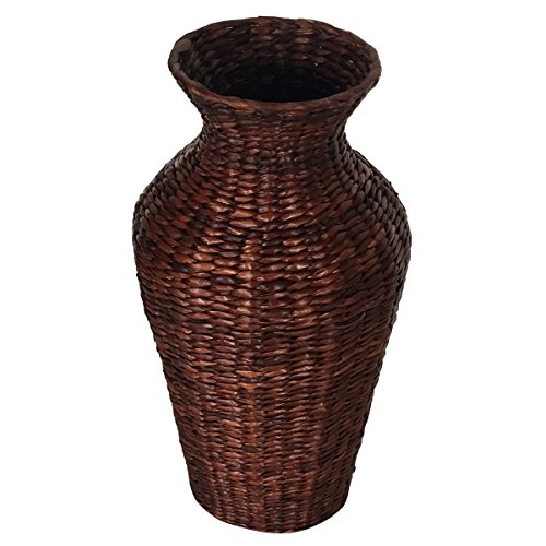 Eshow Rattan Blumentopf Pflanztopf Vase Bodenvase Blumenschmuck Home Decor rund ca. 30L, Braun - 3