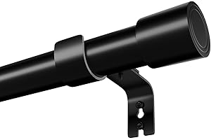 Venwemong Gardinenstange Schwarz Vorhangstangen Ausziehbar Curtain Rod Erstellbare Länge mit Kappenknäufen für Esszimmer, Schlafzimmer, Wohnzimmer oder Küche, 90-180CM