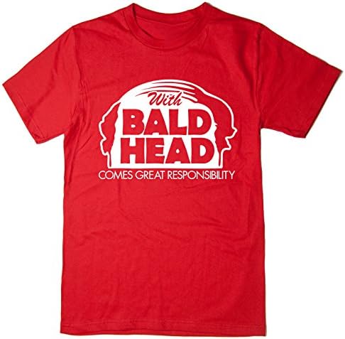 Rocket Fuel With Bald Head Comes Great Responsibility' Mens Funny Printed T-Shirt - Red - XL