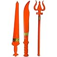 Vidhyapati Plastic Weapon Role Play Toy for Kids | Smooth Edges Activity Toy. (1-Trishul/1-Talwar/1-Khanjar (Combo - 3 Pcs))