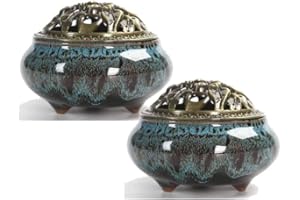 Mayco Bell 2 Piezas Quemador de Incienso de cerámica con diseño de dragón para decoración del hogar, Quemador de Incienso de reflujo de Humo, Soporte para Varillas de Incienso (Azul)