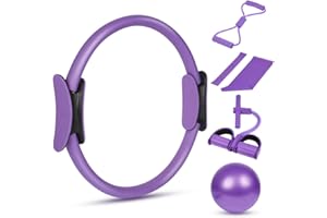 AOOSA Pilates Circle Essentials Kit, Yoga-Set für Frauen zu Hause inklusive Pilates Ball Yoga-Ring Widerstandsbändern Elastischer Latexring Abbildung (Oder + 8 Abzieher und 6 Tubes Elastische Zugseil)