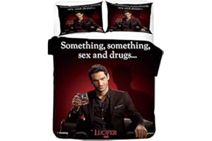 Agmdno Lucifer Bettwäsche-Sets,Bettbezug 135x200cm + Kissenbezug 80x80cm,Mikrofaser,Kinder Bettwäsche,deko Teenager Mädchen Zimmer (L03,135x200cm+80x80cmx1)