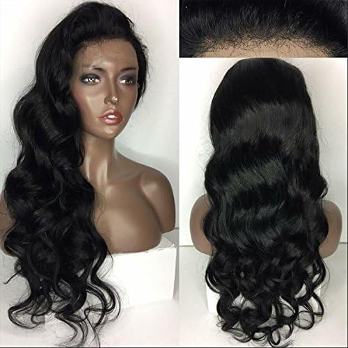 Jolitime Hair Color 1 Body Wave Glueless Lace Front Human Hair Wigs Wavy Brazilian Virgin Human Hair Full Lace Wigs Long Wig Jet Black (24inch lace front wig 180density)